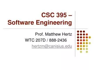 CSC 395 – Software Engineering