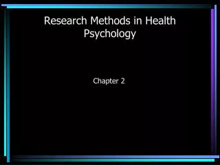 Research Methods in Health Psychology