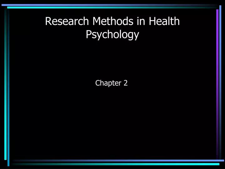 research methods in health psychology