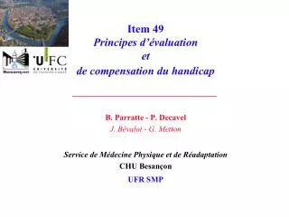 Item 49 Principes d’évaluation et de compensation du handicap