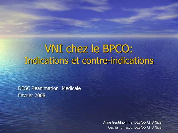 vni chez le bpco indications et contre indications