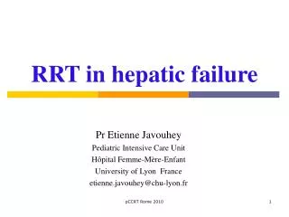 RRT in hepatic failure