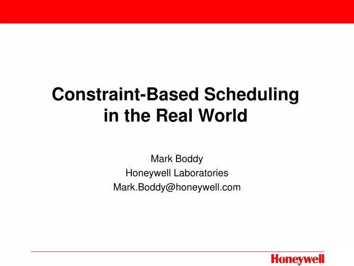 constraint based scheduling in the real world