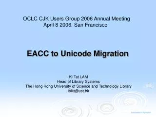 EACC to Unicode Migration
