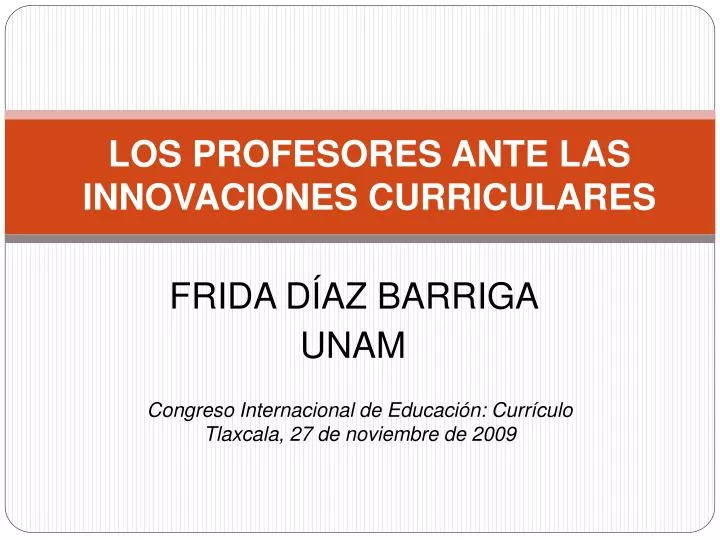 los profesores ante las innovaciones curriculares