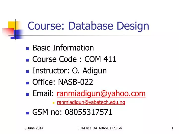 course database design
