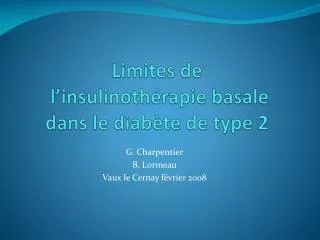 Limites de l’insulinothérapie basale dans le diabète de type 2