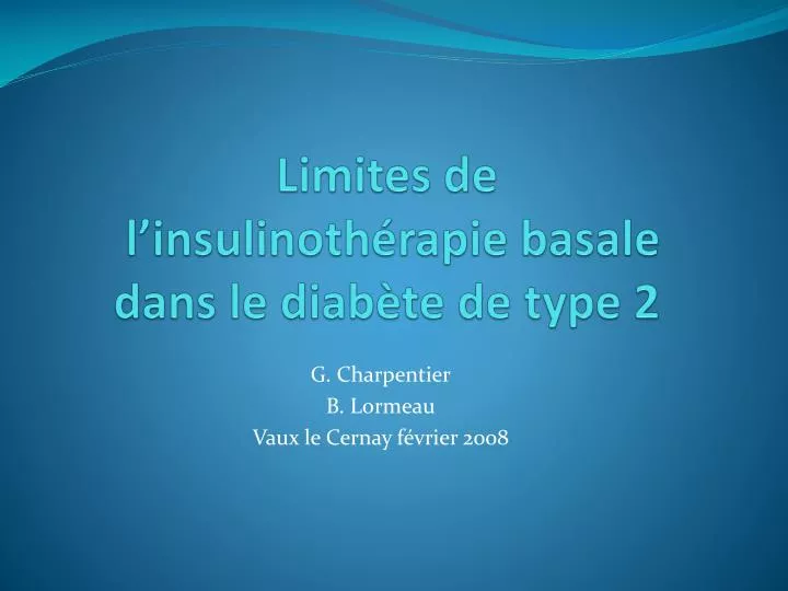 limites de l insulinoth rapie basale dans le diab te de type 2