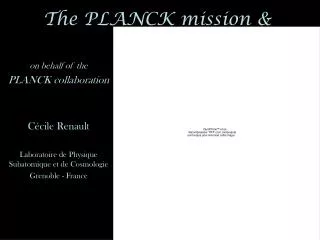 The PLANCK mission &amp;