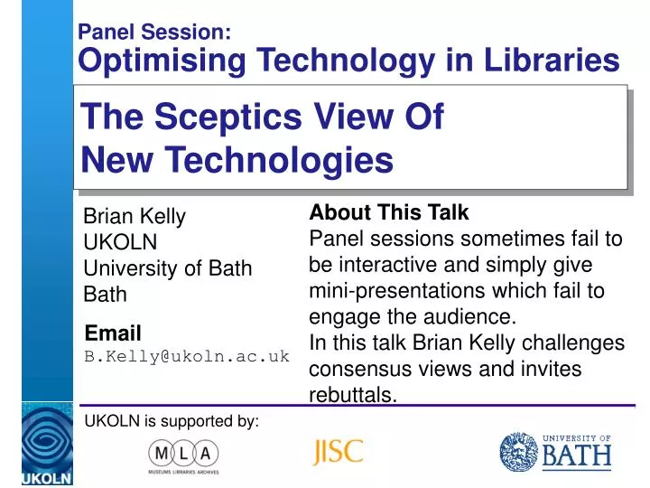 panel session optimising technology in libraries