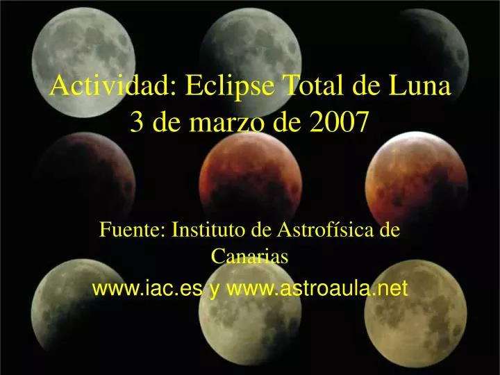 actividad eclipse total de luna 3 de marzo de 2007