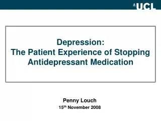 Depression: The Patient Experience of Stopping Antidepressant Medication