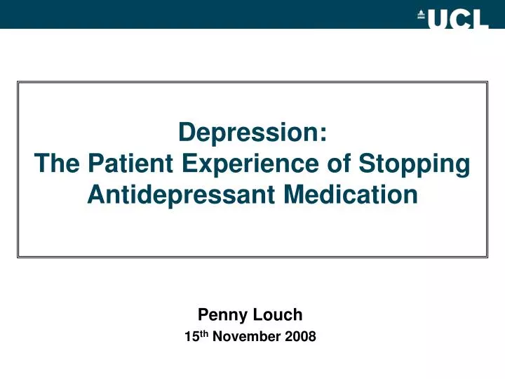 depression the patient experience of stopping antidepressant medication