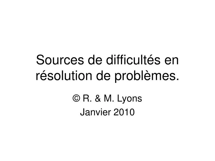 sources de difficult s en r solution de probl mes