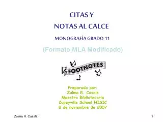 CITAS Y NOTAS AL CALCE MONOGRAFÍA GRADO 11