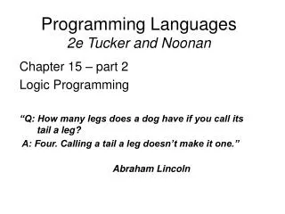 Programming Languages 2e Tucker and Noonan