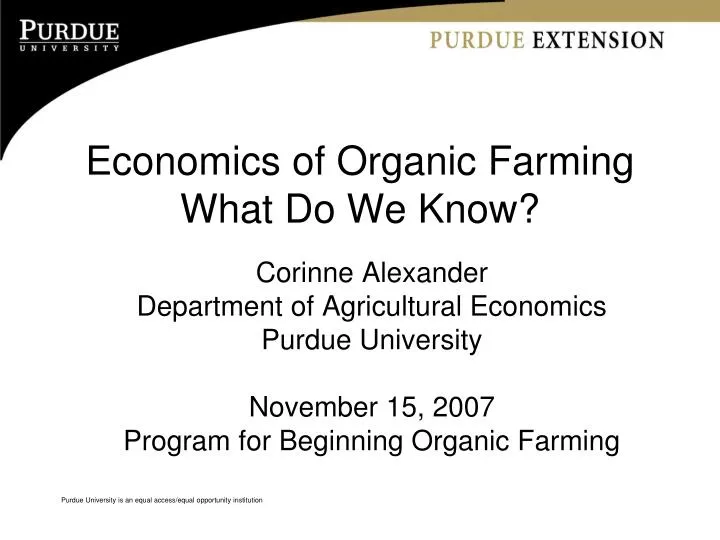 economics of organic farming what do we know