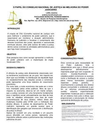 O PAPEL DO CONSELHO NACIONAL DE JUSTIÇA NA MELHORIA DO PODER JUDICIÁRIO