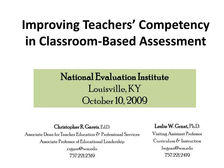 improving teachers competency in classroom based assessment