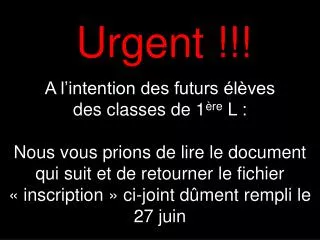 Urgent !!!