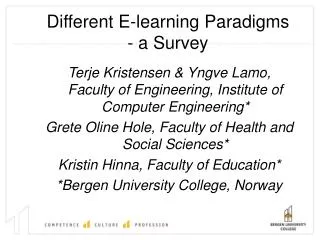 Different E-learning Paradigms - a Survey