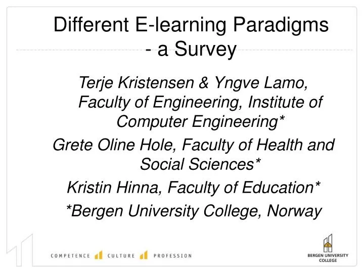 different e learning paradigms a survey