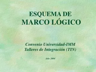 ESQUEMA DE MARCO LÓGICO Convenio Universidad-IMM Talleres de Integración (TIN) Año 2004