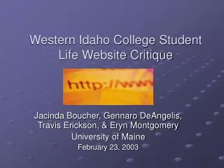 Western Idaho College Student Life Website Critique