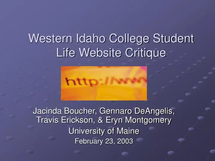 western idaho college student life website critique