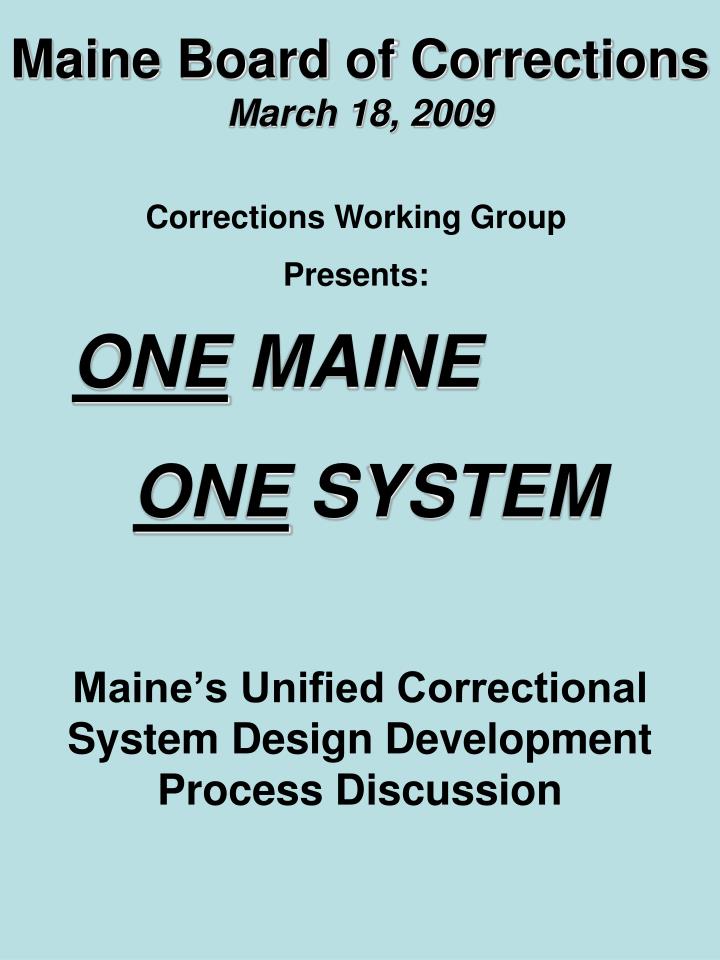 maine board of corrections march 18 2009