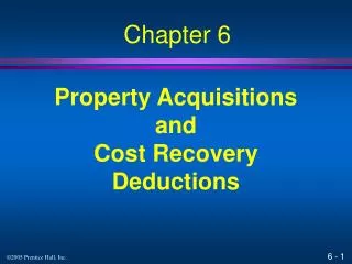 Property Acquisitions and Cost Recovery Deductions