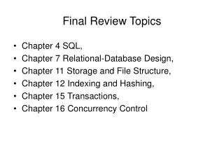 Final Review Topics
