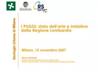 I PUGSS: stato dell’arte e iniziative della Regione Lombardia
