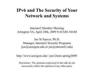 IPv6 and The Security of Your Network and Systems