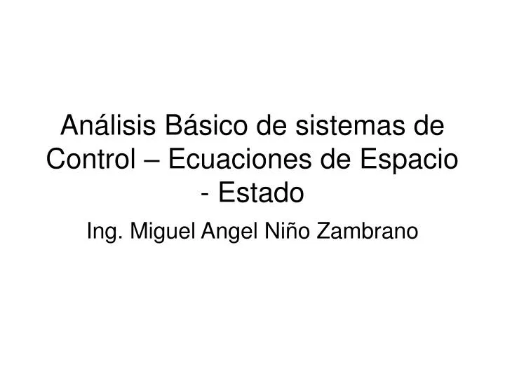 an lisis b sico de sistemas de control ecuaciones de espacio estado