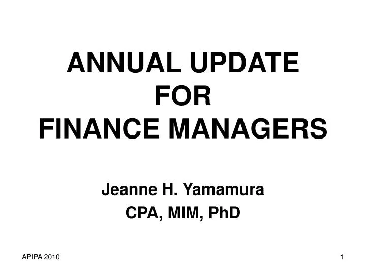 annual update for finance managers