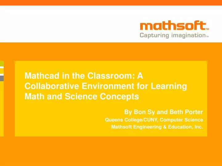 mathcad in the classroom a collaborative environment for learning math and science concepts