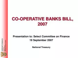 CO-OPERATIVE BANKS BILL, 2007