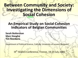 Between Community and Society: Investigating the Dimensions of Social Cohesion