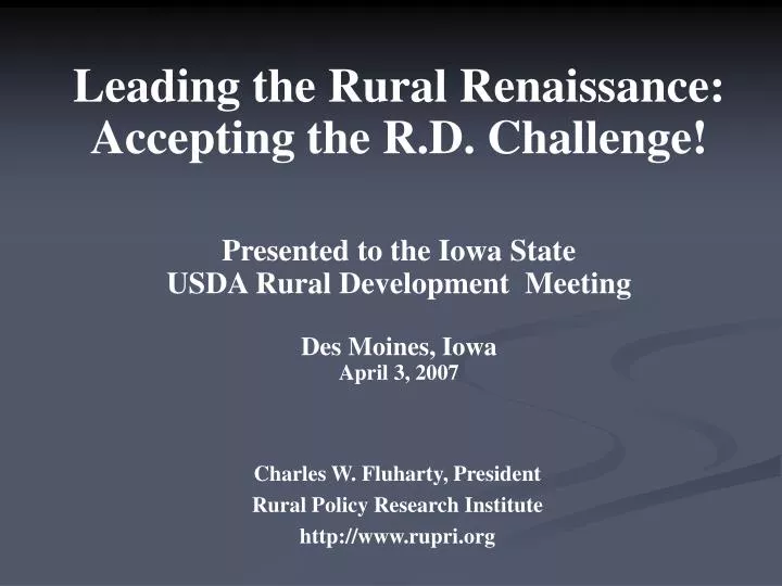 charles w fluharty president rural policy research institute http www rupri org