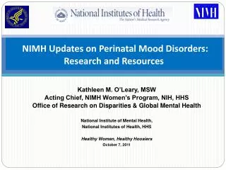 NIMH Updates on Perinatal Mood Disorders: Research and Resources