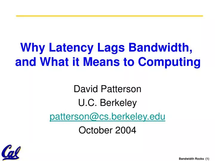 why latency lags bandwidth and what it means to computing
