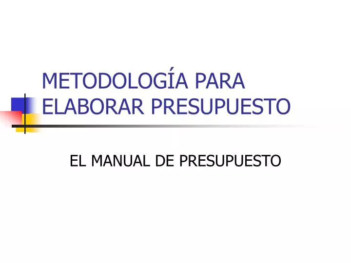 metodolog a para elaborar presupuesto