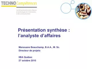 pr sentation synth se l analyste d affaires