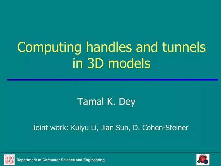 computing handles and tunnels in 3d models