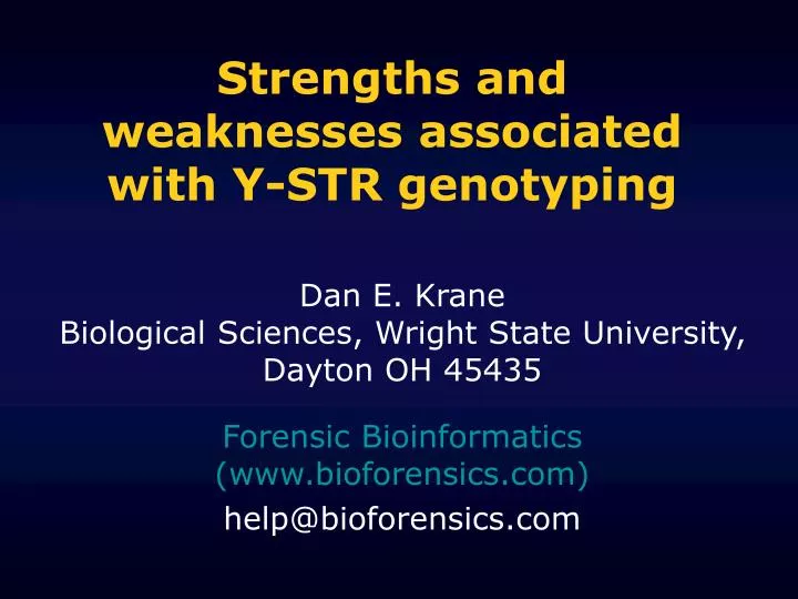 strengths and weaknesses associated with y str genotyping