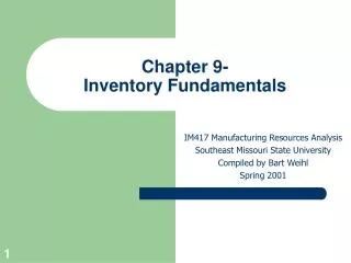 Chapter 9- Inventory Fundamentals