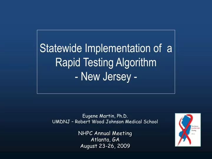 statewide implementation of a rapid testing algorithm new jersey