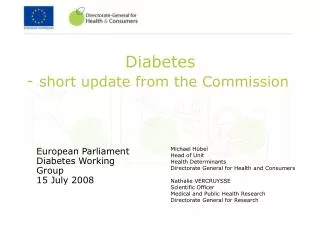 Diabetes - short update from the Commission