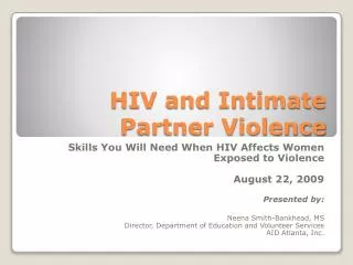 HIV and Intimate Partner Violence